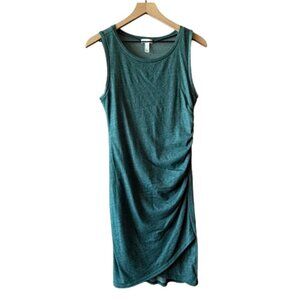 Women's M Leith Sleeveless Heathered Green Scrunch Fitted Mini Dress